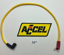 34" Single Replacement 8.8mm YELLOW ACCEL Spark Plug Wire  Points Cap 90 DEGREE