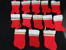 13 Vintage Mini Christmas Red Felt Stockings Lot B9057