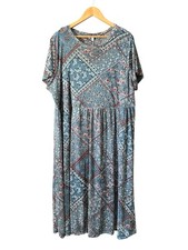 AUW Floral Sage Babydoll Womens 3X Dress Sheer Mesh Cottegecore Boho Party