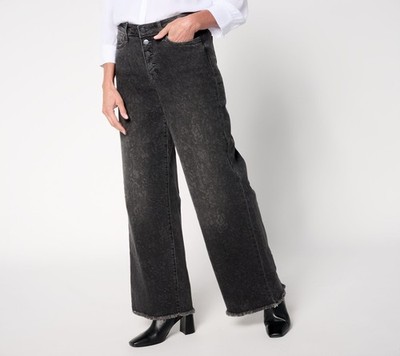 NYDJ Women's Petite Pants 24WP Teresa Wide-Leg Full-Length Gray A705935