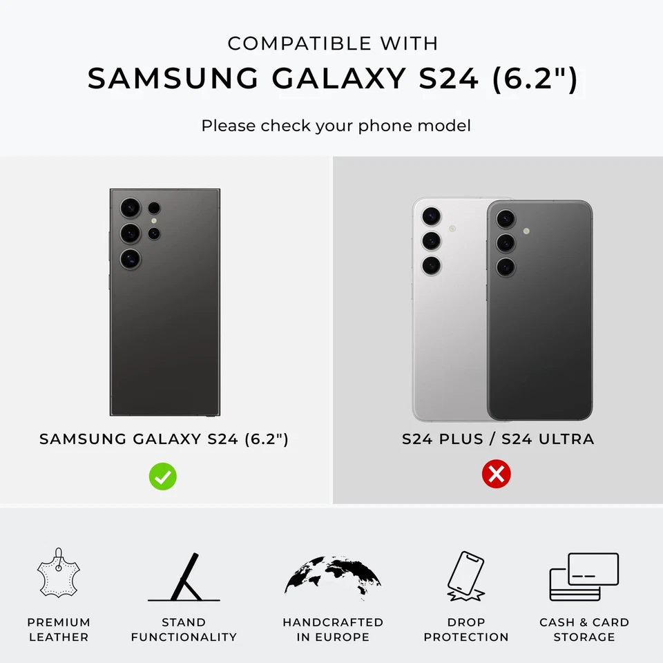 Cartera de cuero para Samsung Galaxy S24 5G - Funda billetera de cuero real para teléfono - G... Foto 2 de 4