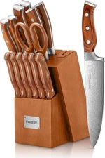 Knife Set Kitchen, 14 Pieces German Stainless Steel Professional,Knife Block Set