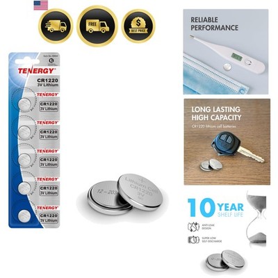 CR1220 3V Lithium Button Cell Battery, for Keys, Watches, Accessories, 5 Count