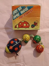 Vintage 1970s Tin Wind-up Ladybug Family Parade Toy Blic In Box