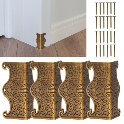 4 Pcs Baseboard Corner Protectors,Vintage Metal Skirting Board Bronze 
