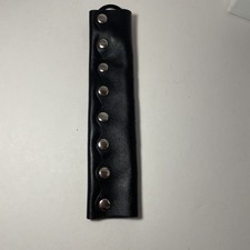 Studded Leather Pony Tail Wrap Hair Holder Biker Black 8" Long