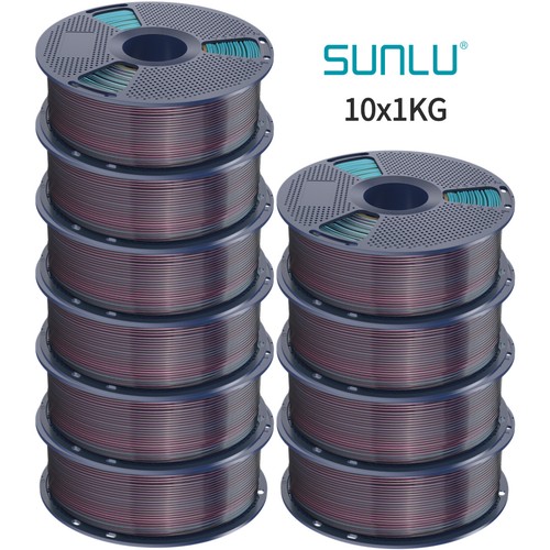 SUNLU 10×1KG PLA PLAPLUS PETG SILK ABS Rainbow Wood Black White Filament Combo - Picture 65 of 72