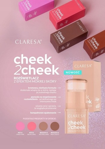 Claresa Cheek2Cheek Rouge Stick Neon Coral 6g - Bild 7 von 11