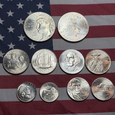 1776~2026 5 sets of the P &D Duel Dated Coins. From The US Mint, 10 coins in all