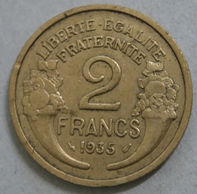 (FR1) FRANCE - 2 Francs 1935 Morlon rare et joli, Bronze -Aluminium DVGM-130-7 - Photo 1/2