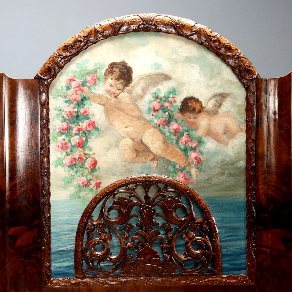 Antique Bed Art Deco Walnut Walnut Burl Italy XX Century Original - Image 4 of 4