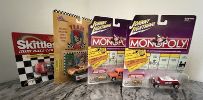 4 CAR LOT 2 Johnny Lightning MONOPOLY Die Cast Cars 1:64 Skittles & Tony's Pizza