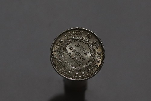 🧭 🇧🇴 BOLIVIA 10 CENTIMOS 1882 SILVER HIGH GRADE B86 #3430 - 第 2/2 張圖片