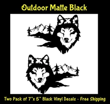 Forest Mountain Wolf TWO 7" Outdoor Matte Black Car Truck Door Bumper