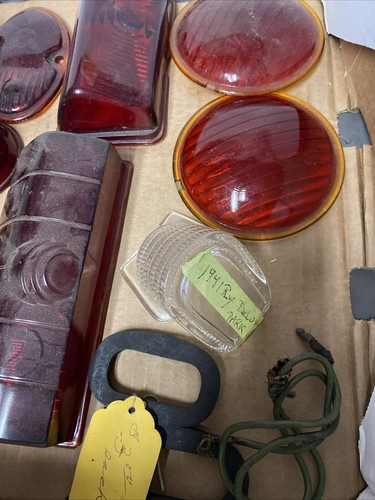 Lot Vintage 1920s 30s 40s 50s Red Clear Glass Car Tail Light Lenses Brake - Picture 7 of 9