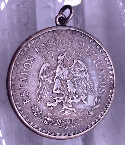 1933 Silver Peso pendant 18 grams Un Peso Mexico sterling silver holder