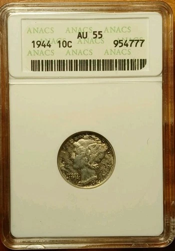 1944 Mercury Dime ANACS AU55 *Old Soap Box Holder*