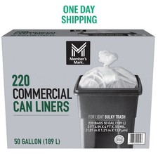 Member's Mark 50 Gallon Commercial Trash Bags 220 Ct Heavy Duty Large Capacity