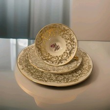 3 Teile Vintage J. Kronester Bavaria Porzellan/ Tasse, Untertasse ,Kuchentelle