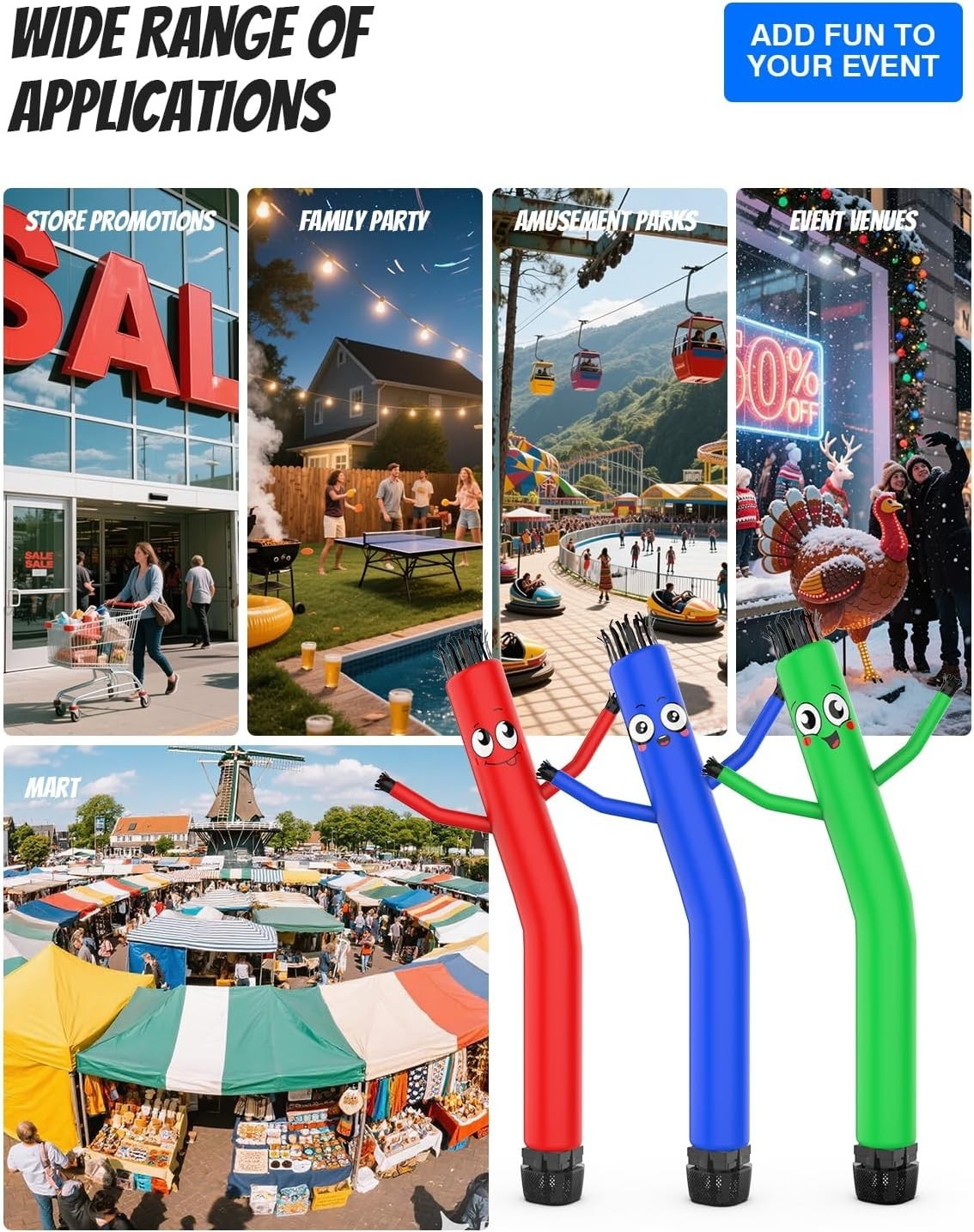 6ft Inflatable Tube Man Kit: Wacky Waving Guy + Blower