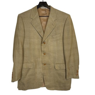 Canali Beige Plaid Blazer Jacket Wool Blend - 50 40R