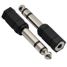 Musiclily 2Pcs 3.5mm Female to 6.35mm Male Audio Stereo Adapter Jack Plug Black