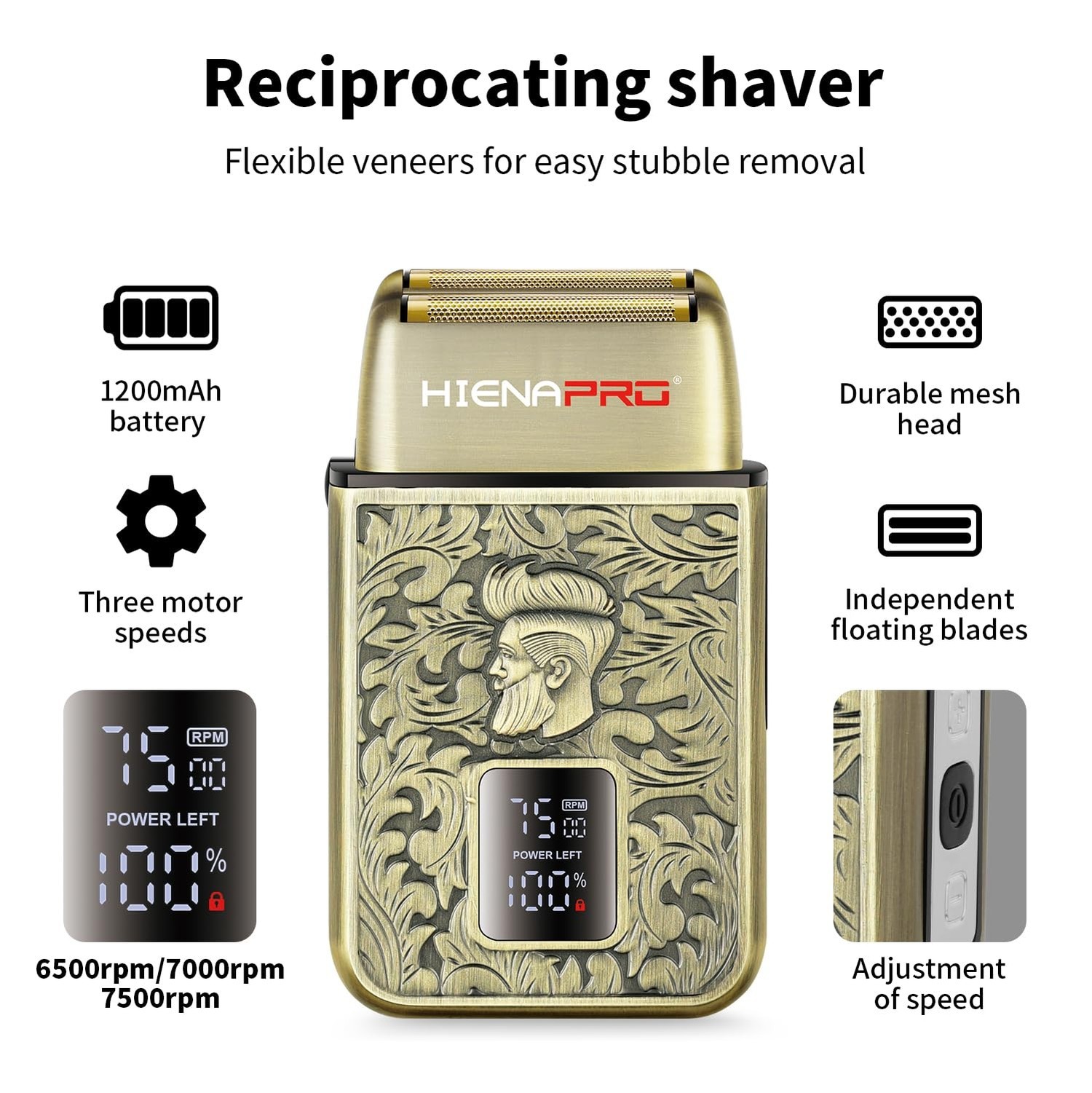 HIENA PRO Electric Razor for Men, Cordless Professional Foil Shaver & Bald He...