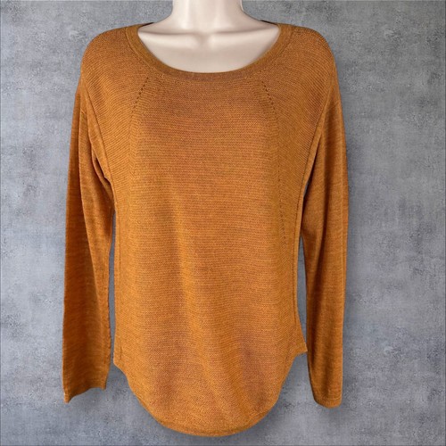 Eileen Fisher Maglione Donna Alpaca Petite S Maglia Arancione Bruciato Scollo a Scoop (628)