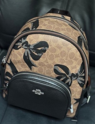 Coach Court Backpack In Signature Canvas With Bow Print CZ768 In