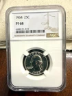 1964 Washington Quarter NGC PF68 Proof 90% Silver Blast White Beauty