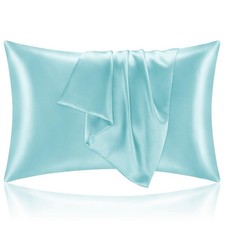 Silky Satin Pillow Cases 2 Pack, Hair Skin Care, Envelope Design, Blue