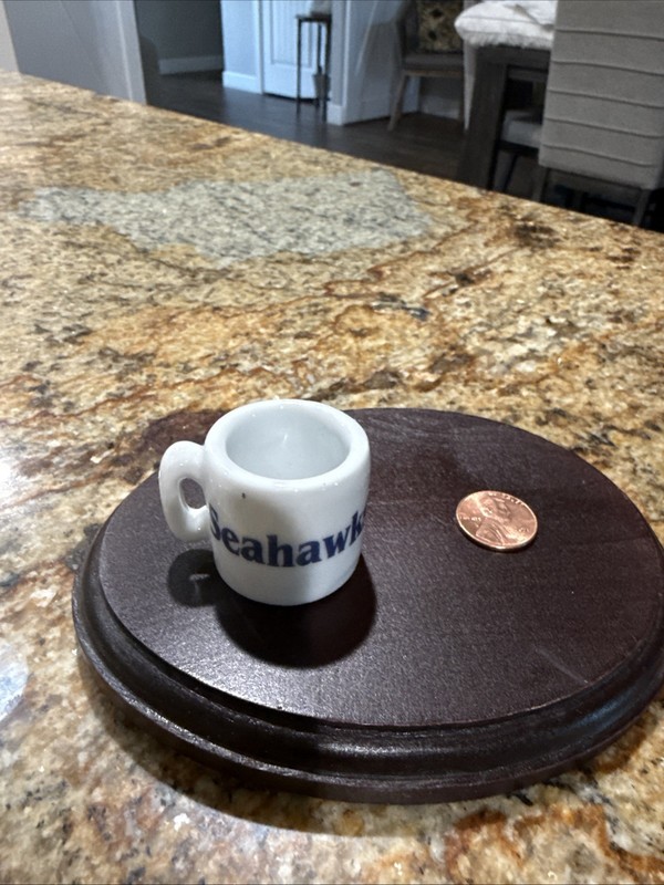 NFL MINIATURE MINI COFFEE CUP MUG - Seattle Seahawks - 1 1/2" chips shown on cup