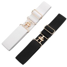 Women's 2pcs 1.5in Elastic Equestrian Belt Surcingle Buckle Horse Bit Belt New