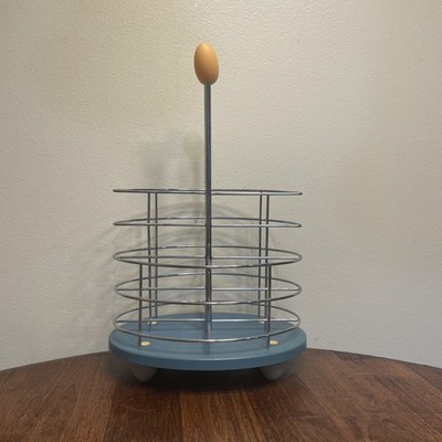 Vintage Michael Graves Utensil Holder Postmodern Chrome Flatware Caddy Egg