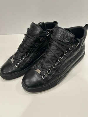 靴 balenciaga arena black Balenciaga Arena Black Men 10 43 Leather High Top Sneakers Shoes