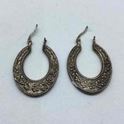 Sterling Silver 925 White Pearl Necklace & Floral Hoop Earrings Jewelry Set — photo 4