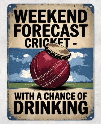 Weekend Forecast Cricket Metall Poster Wand Blechschild Männerhöhle Schuppen Haus Plakette
