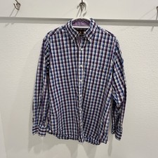 Tailorbyrd Dress Shirt Checkered Flip Cuff Purple Blue Button Up Men  s Large