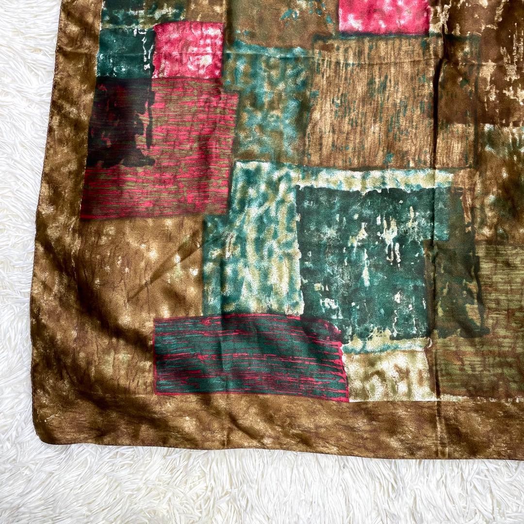 Large Pattern Silk Scarf 87x88cm Patchwork Fashio… - image 4