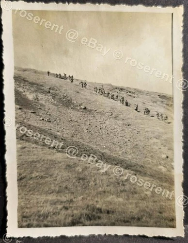 WW2 Iceland - British Soldiers  on a Hillside exercise #5 -  photo 10 by 8cm