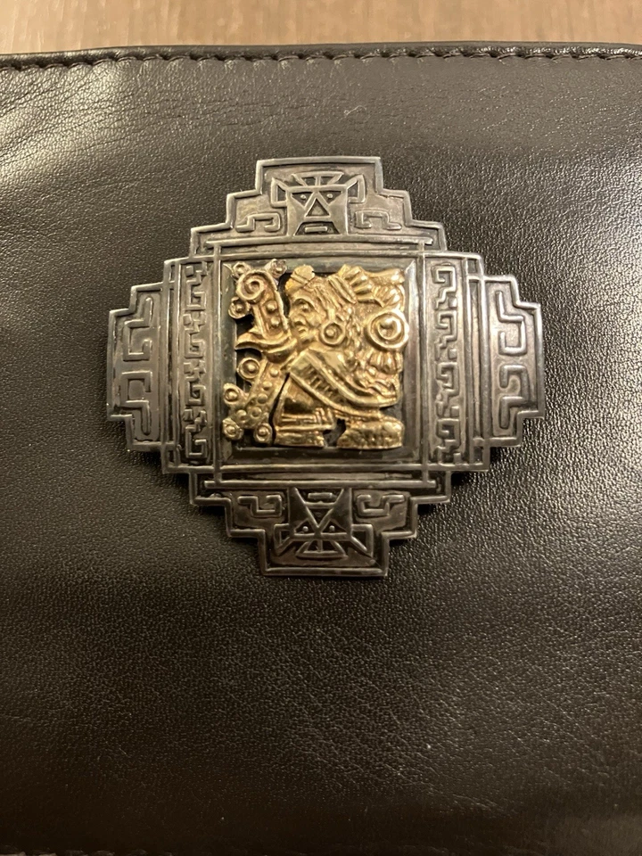 Prendedor vintage hecho artesanalmente estilo inca peruano plata de ley y oro de 18 quilates Foto 4 de 4