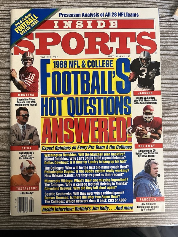 1988 July Inside Sports Magazine Football’s Hot Questions Answered 