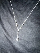 Givenchy Pear-Shape Crystal Lariat Y Necklace-16"+3" extender Vintage Style