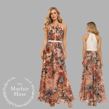TALL Mango UK 12 EU 40 US 8 Floral Halter long ocassion Maxi dress