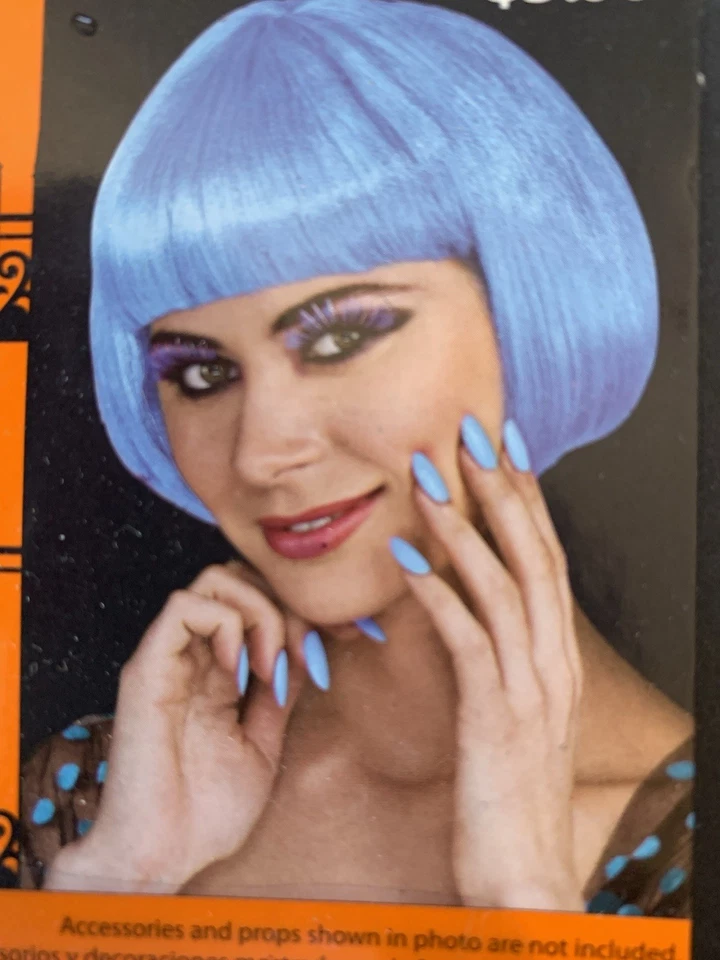 Halloween Pestañas y Uñas Azul Claro, Medias y Guantes Azul Claro Foto 2 de 4