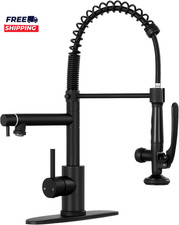 Commercial Kitchen Faucets with Pull down Sprayer Matte Black Sink Faucet