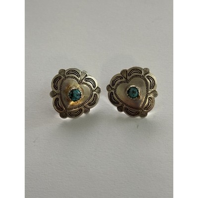 Vintage Sterling Silber Türkis Concho Herz Ohrringe Southwestern 