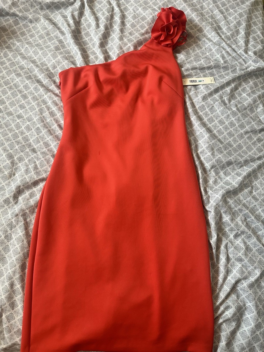 open lace back dress Eliza J Women's One Shoulder Sleeveless Sheath Dress with Bow, red, 12 at  Amazon Women's Clothing store