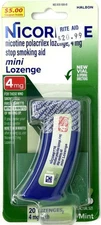 Nicorette Mini Lozenge Mint - 4MG 20ct Exp 2026 - NEW AND SEALED