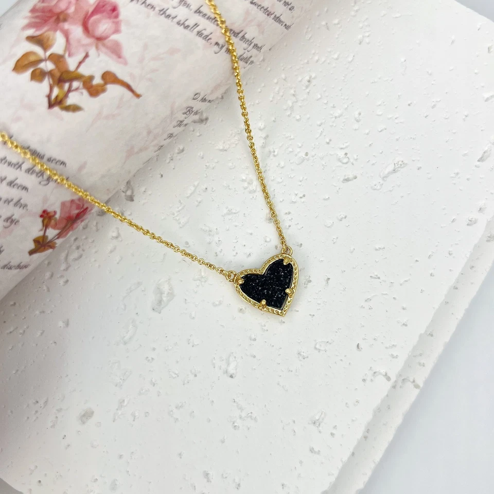 kendra Scott Ari сердце glod регулируемая длина подвеска ожерелье - черный drusy - Изображение 2 из 4